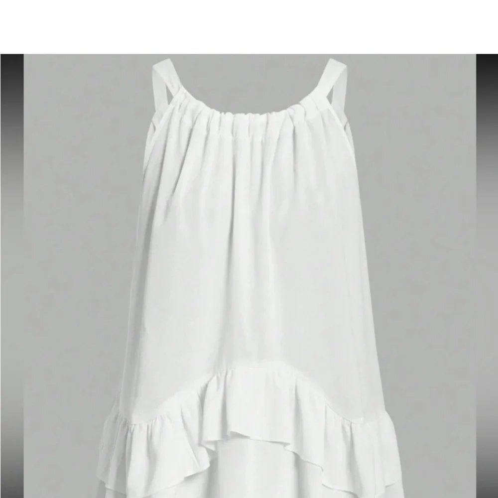 Boho White Ruffle Halter Top Blouse Shirt - Picture 4 of 5